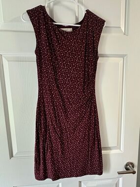 Burgundy Dress with Gold Print